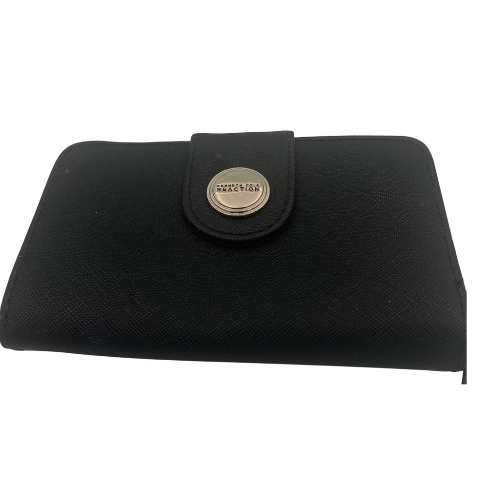 Kenneth Cole Reaction Wallet Clutch Organizer Snap Closure Black 4 x 6" VGUC